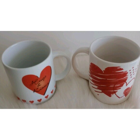 2 Valentine's Day Love Coffee Mug Cups I Love You & Hugs & Kisses Mugs - Picture 5 of 7